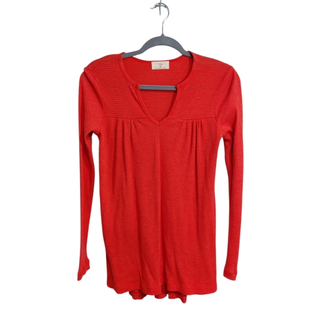 T.La Red Long Sleeve V-Neck Thermal Tunic